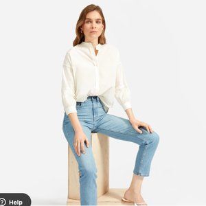 ISO EVERLANE COLLARLESS AIR SHIRT IVORY SZ 2 OR 4